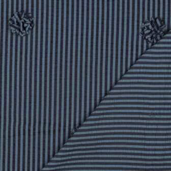 Viscose Embroidery Flowers / Stripes Navy