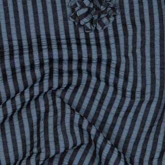 Viscose Embroidery Flowers / Stripes Navy