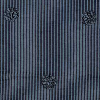 Viscose Embroidery Flowers / Stripes Navy