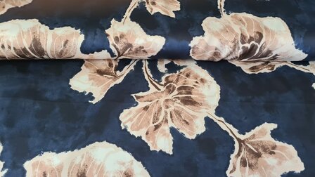 Satin Flowers Navy