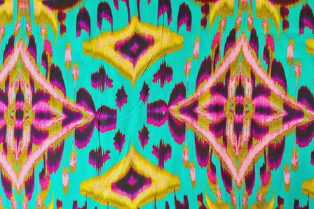 Viscose Satin Abstract Turquoise