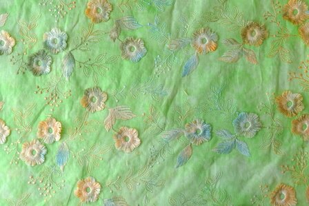 Cotton Embroidery Tie Dye Lime 2