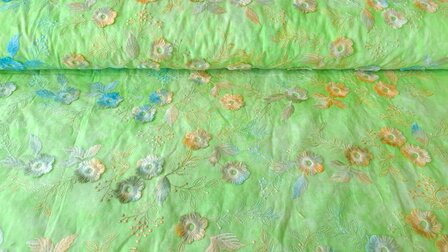 Cotton Embroidery Tie Dye Lime 2