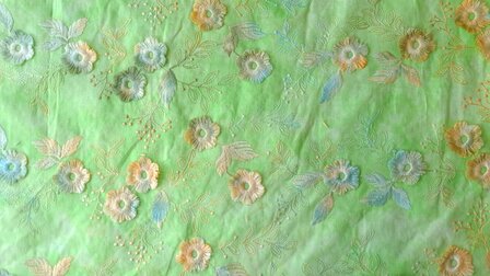 Cotton Embroidery Tie Dye Lime 2