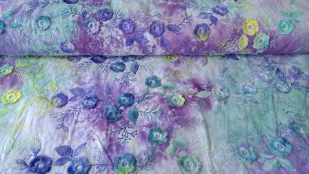 Cotton Embroidery Tie Dye Multi Lila