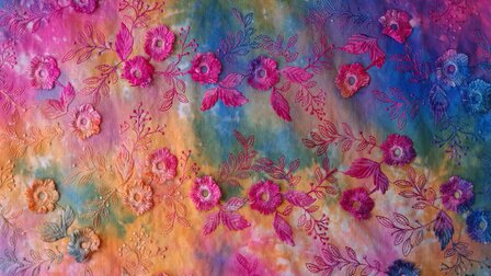 Cotton Embroidery Tie Dye Multi Orange