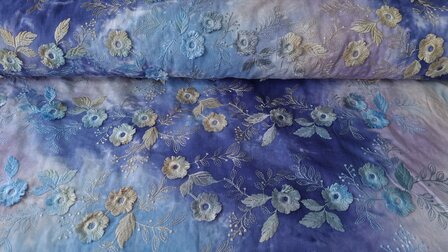 Cotton Embroidery Tie Dye Multi Carbon