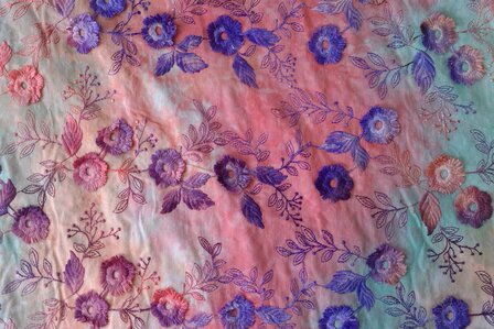 Cotton Embroidery Tie Dye Multi Coral