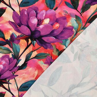 Viscose Jersey Digital Flowers Magenta