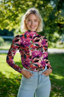 Viscose Jersey Digital Flowers Magenta