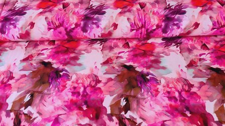Viscose Jersey Flowers Pink