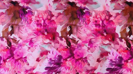Viscose Jersey Flowers Pink