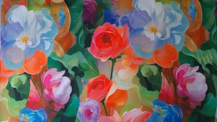 Viscose Digital Flowers Multi