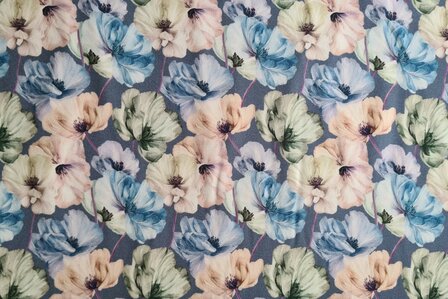 Bamboo Jersey Flowers Dusty Blue