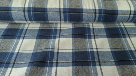 Cotton Flannel Check Jeans Blue
