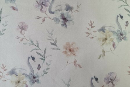 Organic Cotton Jersey Swan &amp; Flowers