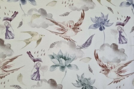 Organic Cotton Jersey Fairies Mauve