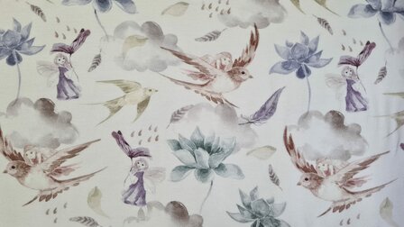 Organic Cotton Jersey Fairies Mauve