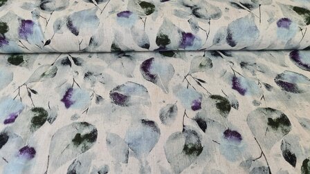 Viscose Linnen Leaves Lilac