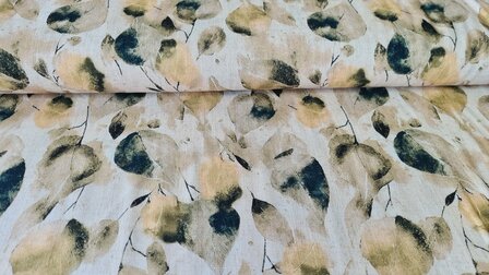 Viscose Linnen Leaves Yellow