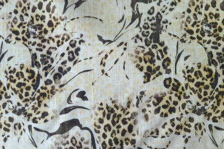 Viscose Linnen Leo Leaves Beige