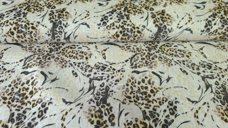 Viscose Linnen Leo Leaves Beige