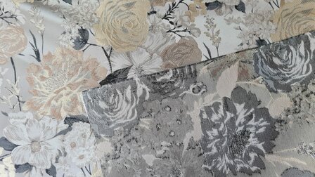 Jacquard Flower Silver/Beige