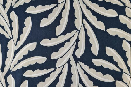 Viscose Stretch Satin Leaf Navy