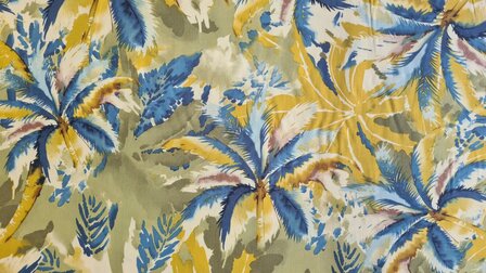 Viscose Poplin Palmleaves  Blue