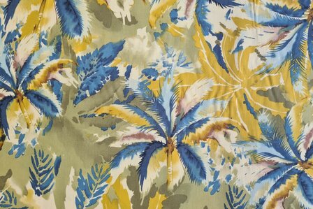 Viscose Poplin Palmleaves  Blue