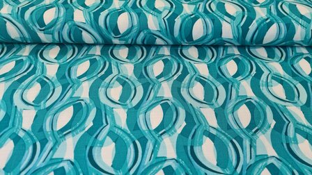 Viscose Stretch woven Abstract Petrol