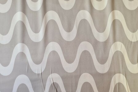 Viscose Stretch Satin Geometric Beige
