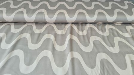 Viscose Stretch Satin Geometric Beige