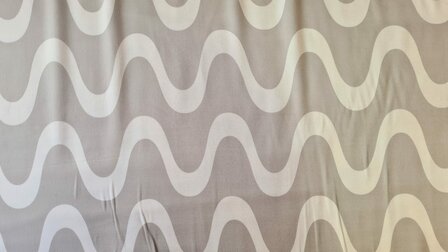 Viscose Stretch Satin Geometric Beige