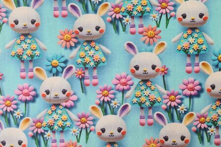Cotton Jersey Baby Bunny Blue