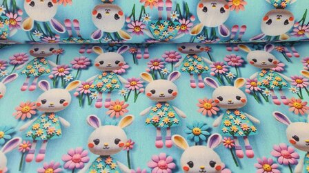 Cotton Jersey Baby Bunny Blue