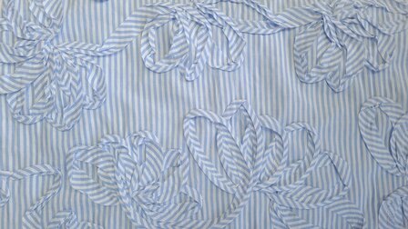 Cotton Embroidery Stripes / Flowers Blue 3