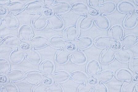 Cotton Embroidery Mini Stripes / Flowers Blue 