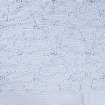 Cotton Embroidery Mini Stripes / Flowers Blue 