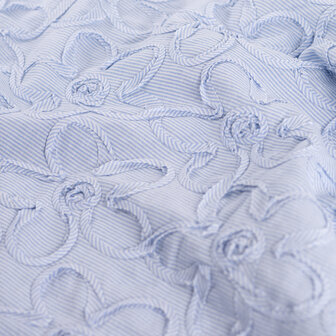 Cotton Embroidery Mini Stripes / Flowers Blue 