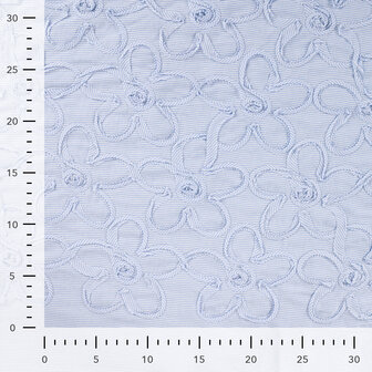 Cotton Embroidery Mini Stripes / Flowers Blue 