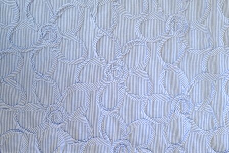 Cotton Embroidery Mini Stripes / Flowers Blue 