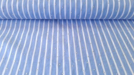 Cotton Stretch Stripes &amp; Dots Blue-White