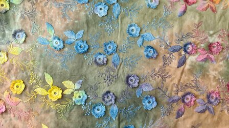 Cotton Embroidery Tie Dye Multi Green