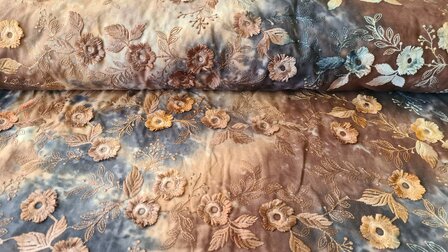 Cotton Embroidery Tie Dye Brown-Navy