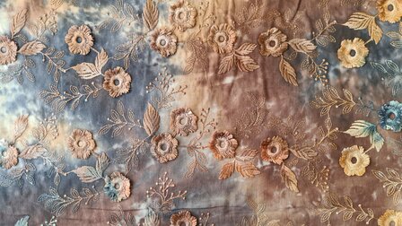 Cotton Embroidery Tie Dye Brown-Navy