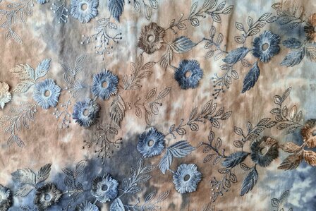 Cotton Embroidery Tie Dye Navy-Brown