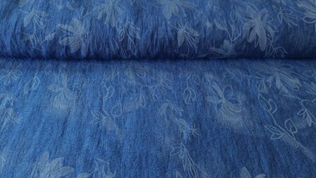 Tencel Jeans  Jacquard Flowers Indigo
