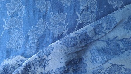 Tencel Jeans  Jacquard Flowers Indigo 2