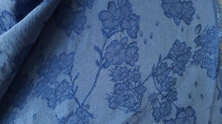 Tencel Jeans  Jacquard Flowers Indigo 2